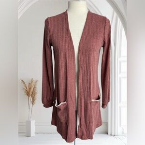 Blu Pepper Open Front Sweater Cardigan w Pockets Size Small